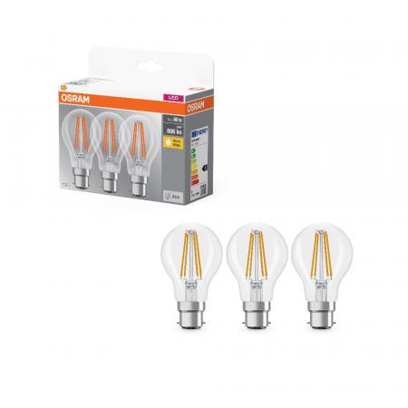 3er OSRAM LED Glühbirne B22d Base Classic A 60 Filament  7W 60W warmweiß Bajonettfassung